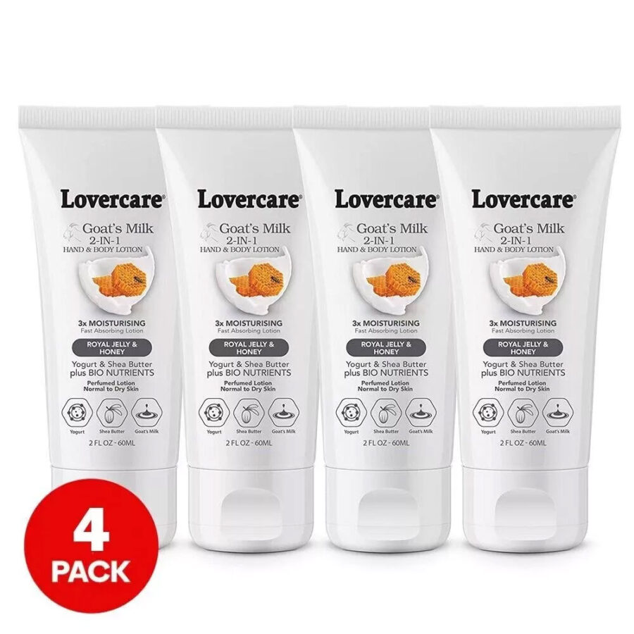 Pack of 24 - LoverCare Goat's Milk 2in1 Hand & Body Lotion 60ml Royal Jelly & Honey - Image 7
