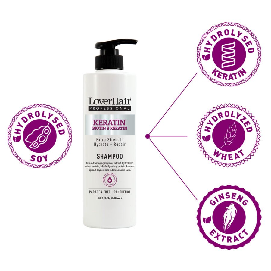 Loverhair Professional Keratin -Biotin Keratin Shampoo - 6 X 600ml - Image 2