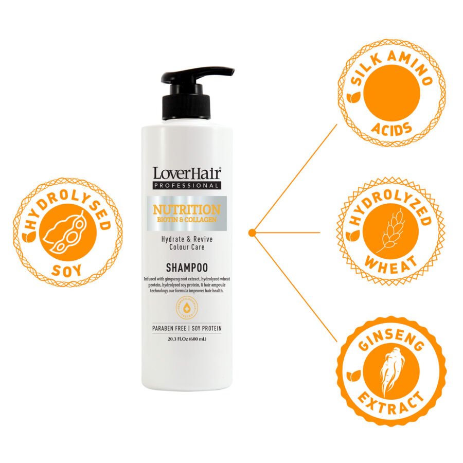 LoverHair Professional Nutrition Biotin & Collagen Shampoo - 6 X 600ml - Image 2