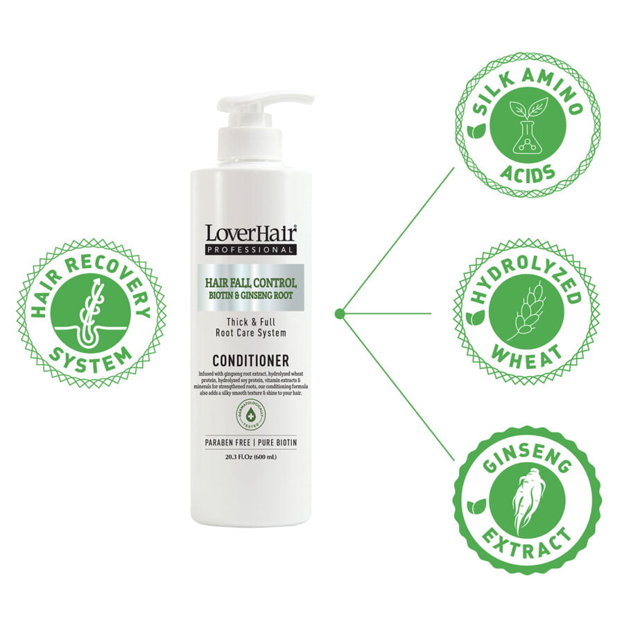 Loverhair Professional Hair Fall Control Conditioner - Biotin & Ginseng - 6 X 600ml - Image 2